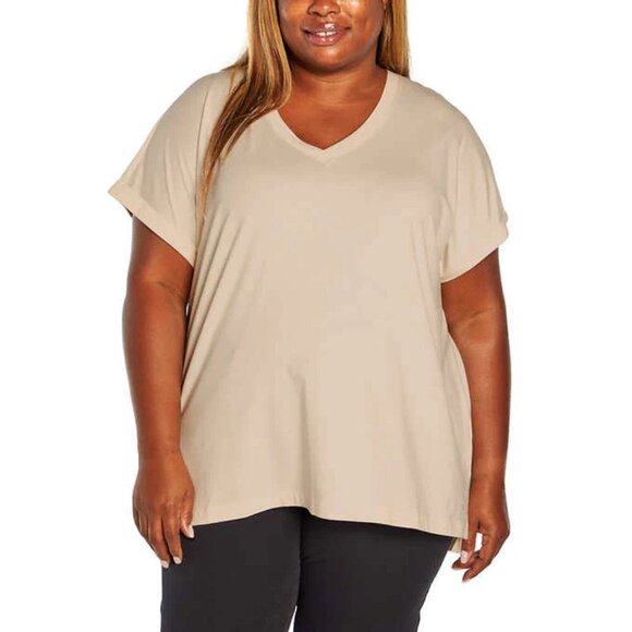 NEW Banana Republic Roll Sleeve V-Neck T-Shirt | Beige - Picture 1 of 6